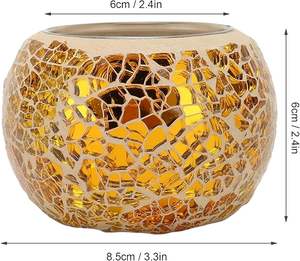 ที่ใส่เทียนโมเสคแก้วทนความร้อน ทำมือ สวยงาม เป็นมิตรกับสิ่งแวดล้อม สำหรับตกแต่งเทศกาลคริสต์มาสและดีวาลี คุณภาพพรีเมียม - Product Image 2