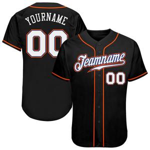 Ropa de equipo personalizada superventas Camiseta de béisbol auténtica negra blanca naranja personalizada - Product Image 1