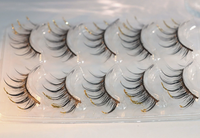 Lot de 5 paires d'eyeliners scintillants dorés effet vison, effet 3D ailé, pour fêtes et festivals, pour un look spectaculaire et effilé