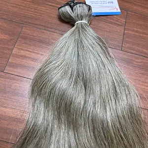 Mesin rambut abu-abu penjualan terbaik bundel pakan 100 gram Ike Nam rambut abu-abu alami tali jahit tunggal