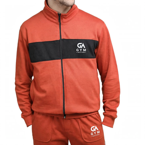 Conjunto Deportivo 2 en 1 para Hombre GYM Active, Traje para Correr, Color Liso, Impresión de Logotipo Personalizado, Sudadera con Cremallera Completa y Pantalones, Estilo Casual Urbano para Invierno - Product Image 4