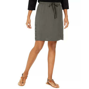 Style & Co Skort da Donna Verde in Tencel Taglia XS, Pantaloncini in Poliestere con Coulisse e Decorazione a Bottoni, Traspiranti in Spandex per la Palestra - Product Image 1