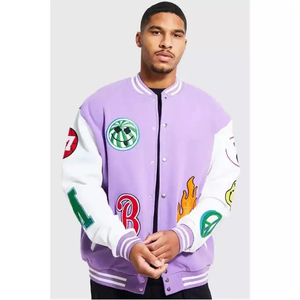 OEM Manufacturer High Quality Embroidery <b>Men's</b> 100% Wool Breathable Quick Dry <b>Summer</b> Varsity Baseball <b>Jacket</b> Wholesale Blank - Product Image 1