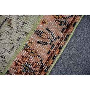 Alfombra Turca de 2.2x3.9 pies, Alfombra Pequeña Vintage, Alfombra con Estampado Animal Verde Marrón - Product Image 5