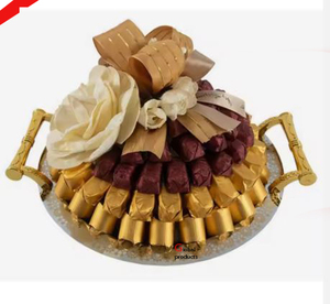 Plato para servir chocolate de metal con acabado dorado de forma redonda de buena calidad para restaurante y bar de hotel - Product Image 2