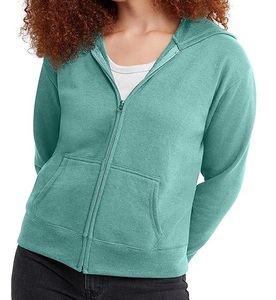 OEM Sweat à capuche zippé vierge coupe ajustée et régulière pour femmes, sweat à capuche épais d'hiver pour adolescentes, sweats à capuche Hip Hop en gros bas quantité minimale de commande - Product Image 1