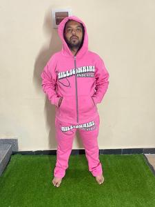 Chándal con logotipo personalizado de alta calidad, 100% algodón, Jersey pesado, Sudadera con capucha y pantalones de chándal, conjunto de chándales estampados en blanco para hombre - Product Image 5