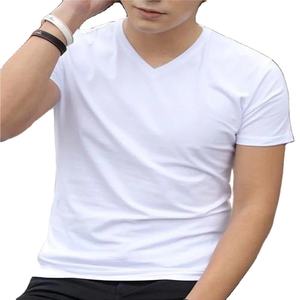 Camiseta de Verano para Hombre, Moderna, de Manga Corta, Cuello en V, Blanca, Tejido de Alta Calidad, Algodón Puro, Informal - Product Image 2