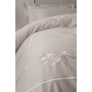 Alameda Lilac Luxury Cotton Box Embroidered Satin Double Duvet Cover <b>Set</b> 4pcs King Size Floral Bedding <b>Comforter</b> - Product Image 2
