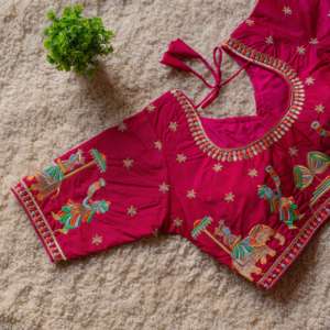 Camicetta da sposa imbottita cucita bellissimo lavoro ricamato ritocco con sequenza sari maniche blusa abiti da sposa sadi seta - Product Image 3