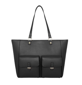 Elegantes bolsos grandes de cuero para mujer con cierre de cremallera y decoración de botones Forro de poliéster - Product Image 1