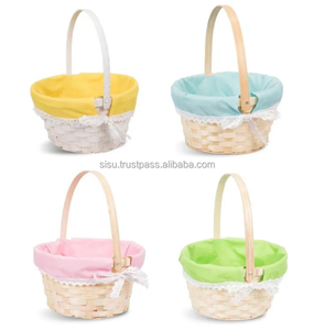 Cesta de Almacenamiento de Pascua Ecológica de Bambú Verde y Rojo Natural Hecha a Mano por Sisu Handicraft - Product Image 2