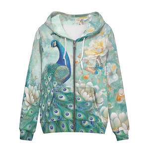 Sweat à capuche d'hiver premium à imprimé floral paon 3D pour hommes et femmes, impression par sublimation haute définition, manches longues - Product Image 1