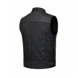 Durable Leather Material Outdoor Moto <b>Vest</b> Men Sleeveless Zip Front Riding <b>Vest</b> Casual <b>Utility</b> <b>Vest</b> For Daily Wear - Product Image 6