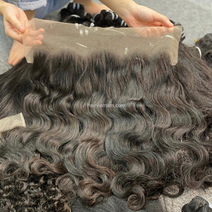 Remy virgen vietnamita de alta calidad 13x4 completo para paquetes de ondas naturales frontales de encaje extensiones de cabello humano de grado crudo - Product Image 4