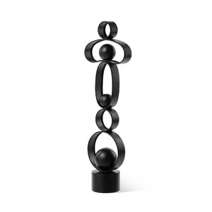 Sculpture de table en métal noir pièce d'art abstrait moderne pour décor de bureau à domicile accent de pièce maîtresse élégant et audacieux - Product Image 1