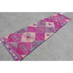 Kilim 3 X 11.5ft tapis en laine à tissage plat Patchwork motif tapis turc pour salon couloir forme rectangulaire pile en peluche - Product Image 2