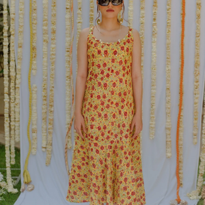 2024 Summer Women's Casual Collection Floral Printed Ankle-Length Sleeveless Dress O-Neck Woven Natural <b>Sweet</b> <b>Party</b> Wear - Product Image 1