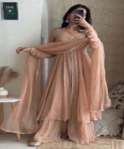 Ensembles traditionnels Vintage Anarkali Kurta pour femmes fête indienne/pakistanaise porter coton haut bas Dupatta costume - Product Image 1