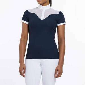 Chemise de concours pour femmes à la mode Logo personnalisé imprimé couleur unie respirant tricoté Spandex matériel bas quantité minimale de commande chemise d'équitation - Product Image 4