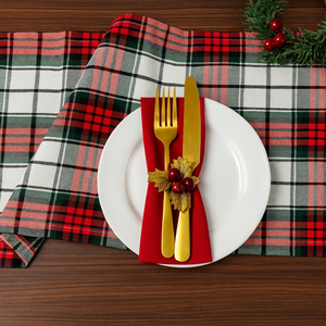 Chemin de table rouge et blanc 100% coton – Chemin de table lavable et écologique pour la décoration de la salle à manger à l'hôtel et à la maison - Product Image 4