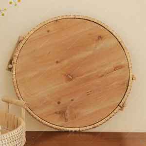 ถาดเสิร์ฟหวายทรงกลมพร้อมที่จับจานหวายสำหรับตกแต่งบ้านและห้องครัว - Product Image 2