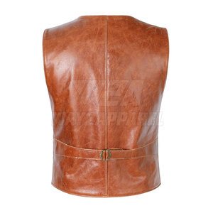 Chaleco de cuero único de alta calidad para hombre, Chaleco de cuero de moto transpirable con logotipo impreso personalizado - Product Image 4