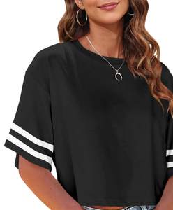 Women's Loose Baggy Oversized Crop <b>Top</b> Breathable Summer T Shirt Custom Logo Korean Style Jersey Casual Short Sleeve Streetwear - Product Image 5