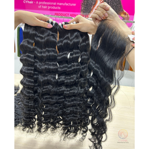 Venta al por mayor sin pegamento HD transparente para encaje Onda natural Onda profunda Alta densidad Cabello humano virgen vietnamita Cierre frontal - Product Image 6