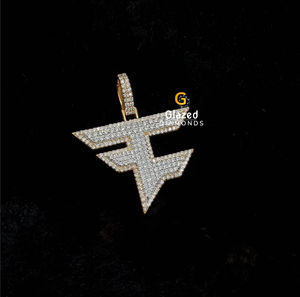 Pendentif Hip Hop en argent sterling 925 fabriqué à la main glacé avec des diamants de laboratoire de clarté VVs taille ronde pour unisexe - Product Image 3