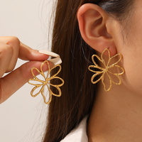 Boucles d'oreilles pendantes H2 Jewelry D0005 en acier inoxydable plaqué or, design géométrique, luxe discret, cadeau
