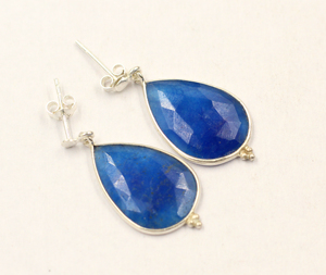 Blue Quartz Gemstone 925 Sterling <b>Silver</b> Rhodium Plated Bezel Setting Minimalist Women's <b>Stud</b> <b>Earrings</b> for Wholesale - Product Image 6