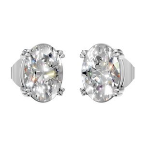 Pendientes de Botón de Oro Sólido de 14K con Moissanita Clásica de 5 Quilates, Forma Ovalada, Hechos a Medida, para Compromiso, Boda, Regalo de Fiesta - Product Image 1