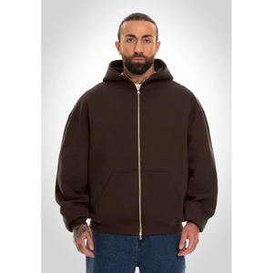 OEM sur mesure de haute qualité fermeture éclair 100% coton polaire tissu marron couleur sweat à capuche pour hommes sérigraphie sweat à capuche avec fermeture éclair pour hommes - Product Image 6