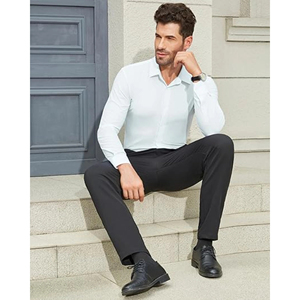 Camisa de negocios casual para hombres Camisas de vestir personalizadas de alta calidad con mangas completas Tela de punto de franela transpirable - Product Image 5