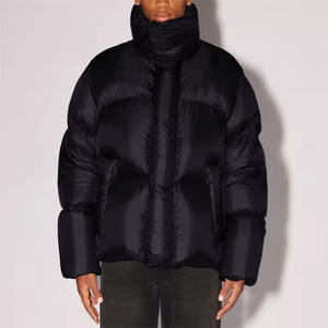 Chaqueta acolchada negra de gran tamaño con cuello alto, abrigo de burbujas ultra cálido, estilo callejero para una tarifa premium al por mayor - Product Image 1