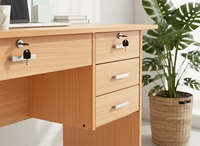 Bureau d'étude moderne Essence Malaysia 12 mm en panneau de particules/MDF avec surface mélaminée PU, finition hêtre, modèle 70346+2L, 4 tiroirs, 2 serrures, pour l'école