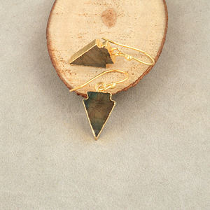 ต่างหูห้อยมินิมอลประดับลาบราดอไรต์หลากสีธรรมชาติ น้ำหนักเบา ชุบทอง 18k ต่างหูทองเหลืองขายส่ง - Product Image 4