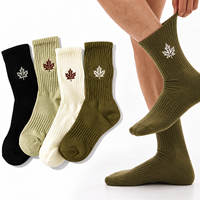 Chaussettes de sport en coton côtelé avec logo personnalisé, soutien de la voûte plantaire et coussinets en tissu éponge, broderie personnalisée, chaussettes mi-mollet