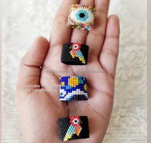 เครื่องประดับแก้วลูกปัดสไตล์โบฮีเมียนทำด้วยมือสง่างามเครื่องประดับจากชาวคริสต์ชาวแอฟริกาใต้แหวนสวมนิ้วประดับลูกปัดรูปแบบลูกบอล - Product Image 6