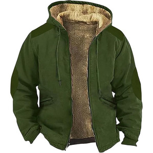 Sweat à capuche zippé pour homme, hiver, chaud, thermique, broderie graphique, manteau épais, tie-dye uni, teinture unie, vêtements d'extérieur pour temps froid, grande taille, respirant - Product Image 5