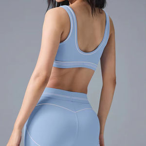 Ensemble d'entraînement de fitness 2 pièces respirant réversible d'été pour femmes Leggings courts taille haute sans manches tenue d'entraînement - Product Image 1