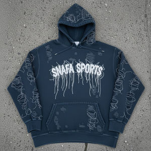 Sweat à capuche en coton lourd de qualité supérieure, broderie personnalisée, effet délavé, broderie délavée, pour hommes - Product Image 1