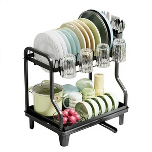 WIREKING Escurridor de Platos Metálico de 2 Niveles con Bandeja Antigoteo y Porta Cubiertos para Cocina - Product Image 6
