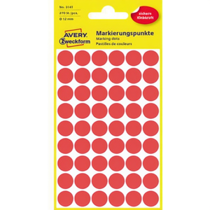 Avery Zweckform 12mm <b>Red</b> <b>Paper</b> Marking Dots 270 Labels Per Pack for Office Use - Product Image 3