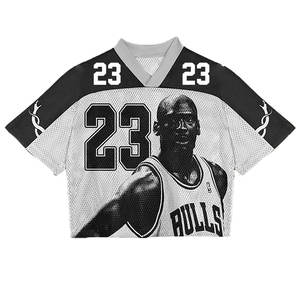 เสื้อเจอร์ซีย์ฟุตบอลลายกราฟิกโอเวอร์ไซส์สำหรับผู้ชายเสื้อยืดลำลองแนวสตรีท Y2K ระบายอากาศได้ดีฤดูร้อน - Product Image 3