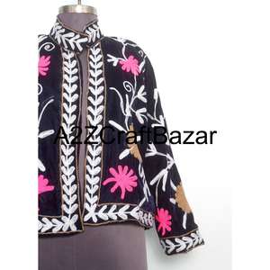 Elegant Floral Embroidered Suzani <b>Velvet</b> <b>Jacket</b> with Windproof Cotton Fill Friends Gift Winter <b>Jacket</b> <b>Women</b> <b>Jacket</b> <b>For</b> Party - Product Image 2