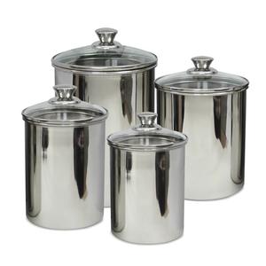 Best Selling Metal <b>Sheet</b> Airtight Silver Canister With <b>Glass</b> Lid - Product Image 1