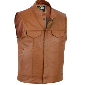 Dernière mode veste en cuir personnalisée véritablement fabriquée à la main veste en cuir véritable sans manches pour hommes veste en tissu tricoté - Product Image 3
