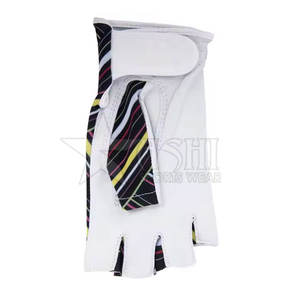 Gants de golf pour hommes en cuir Cabretta demi-couleur Orange et rouge de haute qualité avec sangle de Logo de marque pour le sport - Product Image 3